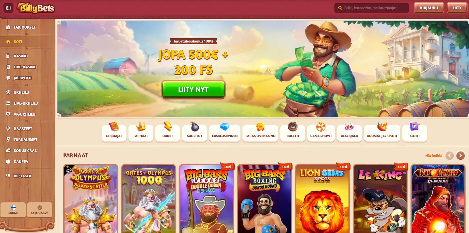 Kuvankaappaus BillyBets