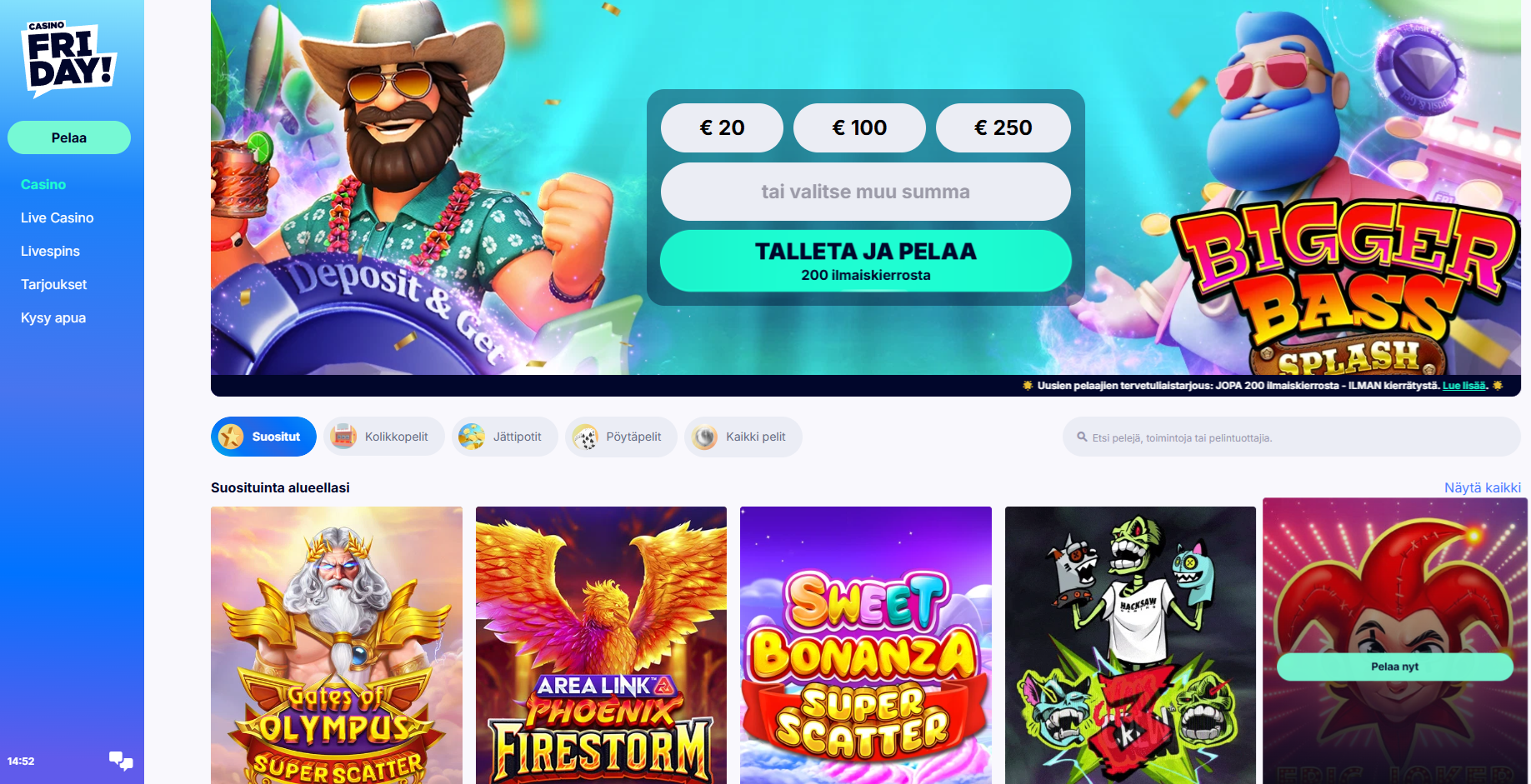 Kuvankaappaus CasinoFriday