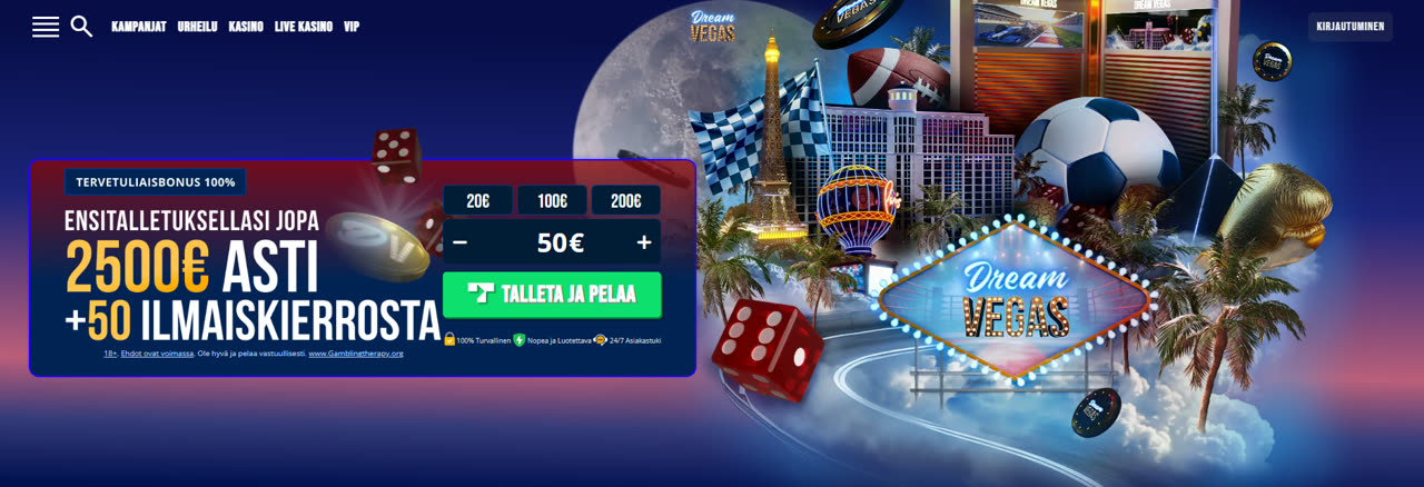 Kuvankaappaus Dream Vegas