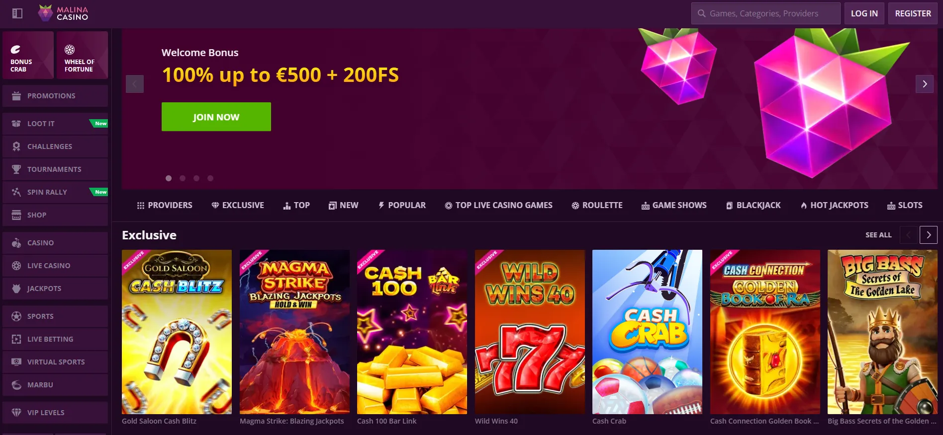 Screenshot Malina Casino