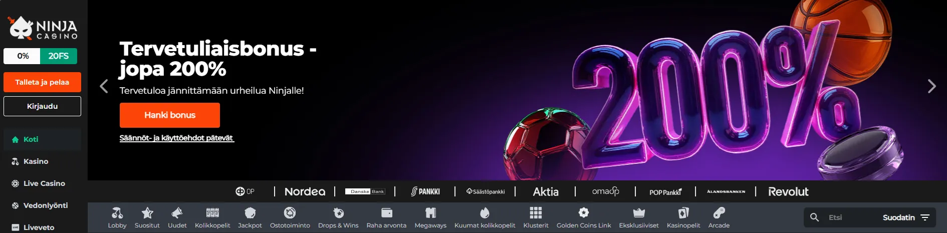 Kuvankaappaus Ninja casino